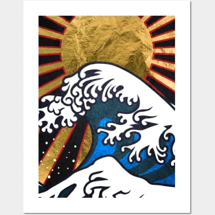 Golden Great Wave off Kanagawa Posters and Art